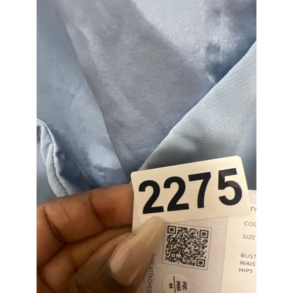 Azazie Maive Dusty Blue One-Shoulder Ruched Chiffon Bridesmaid Dress Size A12 - Picture 11 of 11